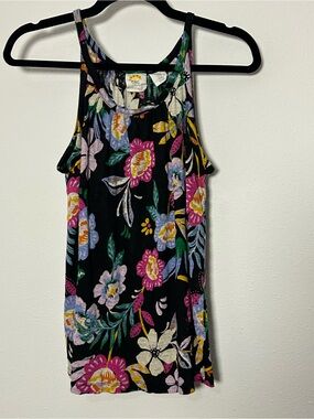 C&C California Black Floral Tank Top